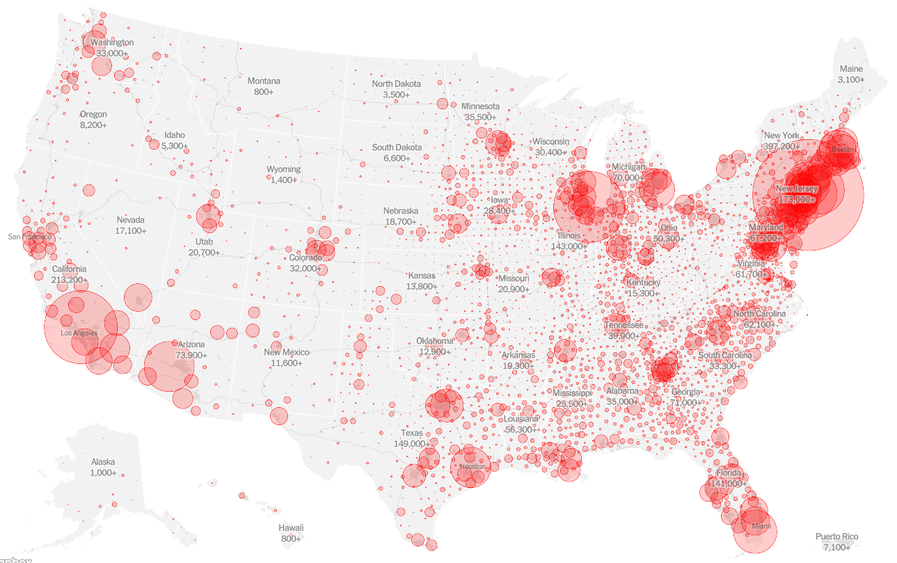 case counts in US