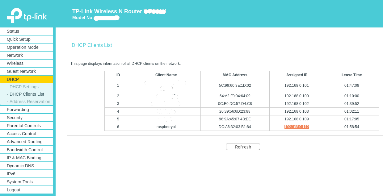 DHCP Table